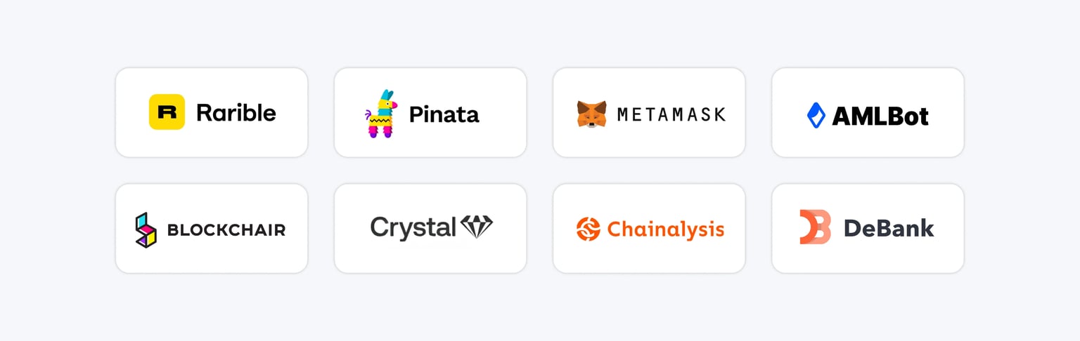Partners: Rarible, Pinata, MetaMask, AMLBot, Blockchair, Crystal, Chainalysis, DeBank