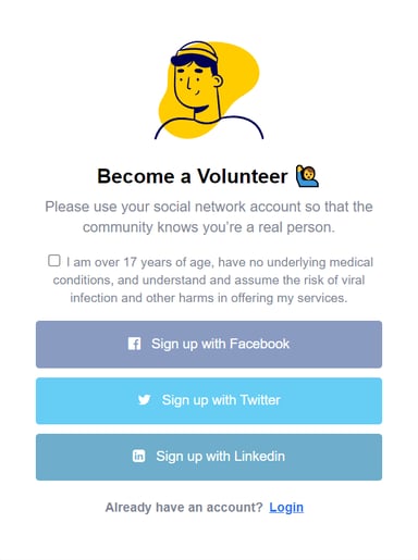 ImmuneCorps volunteer sign-up form