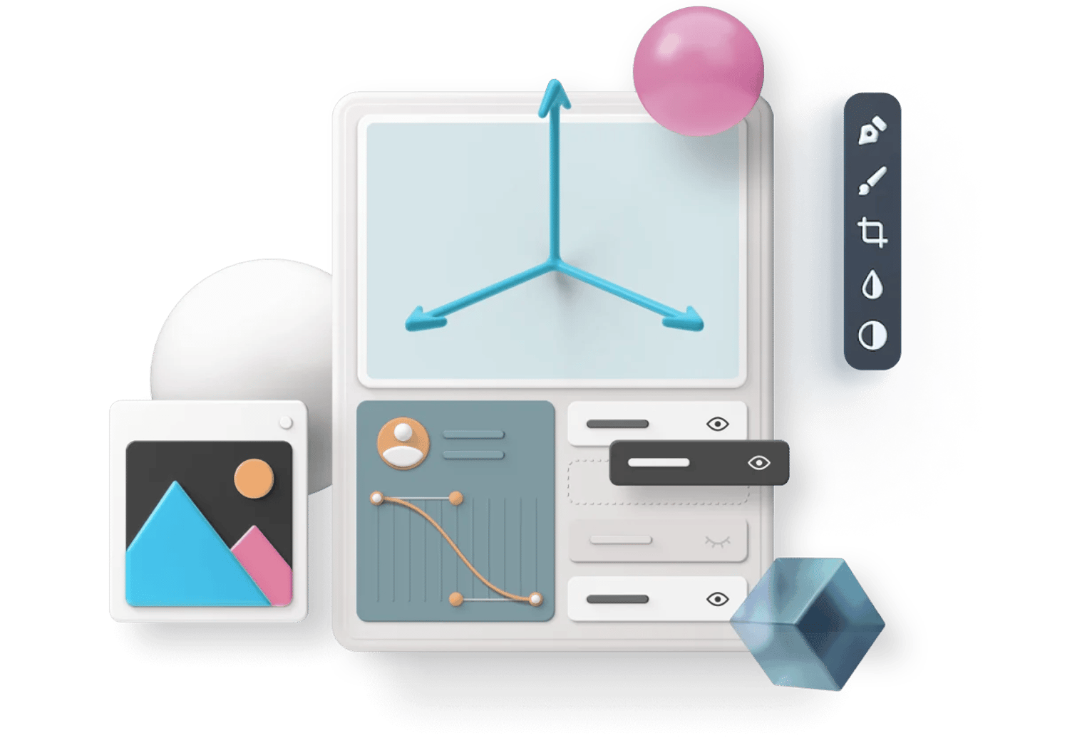 creative mockup representing web development process
