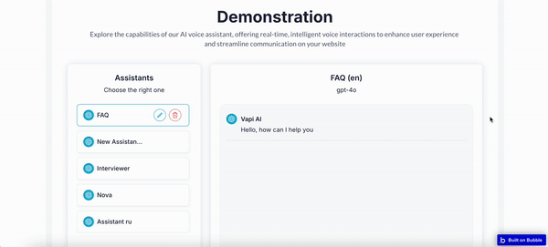 Vapi Assistant AI Pro Plugin for Bubble | Zeroqode